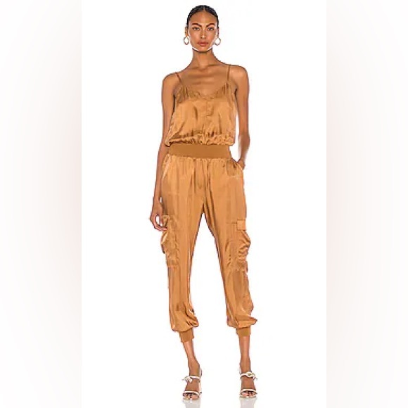 Cinq à sept Twill‎ Amia Jumpsuit Satin cinnamon size S - Picture 1 of 8